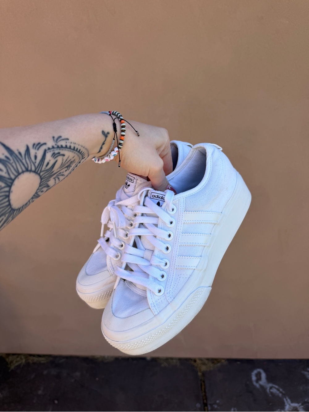 Adidas Women’s All White Platform Nizza